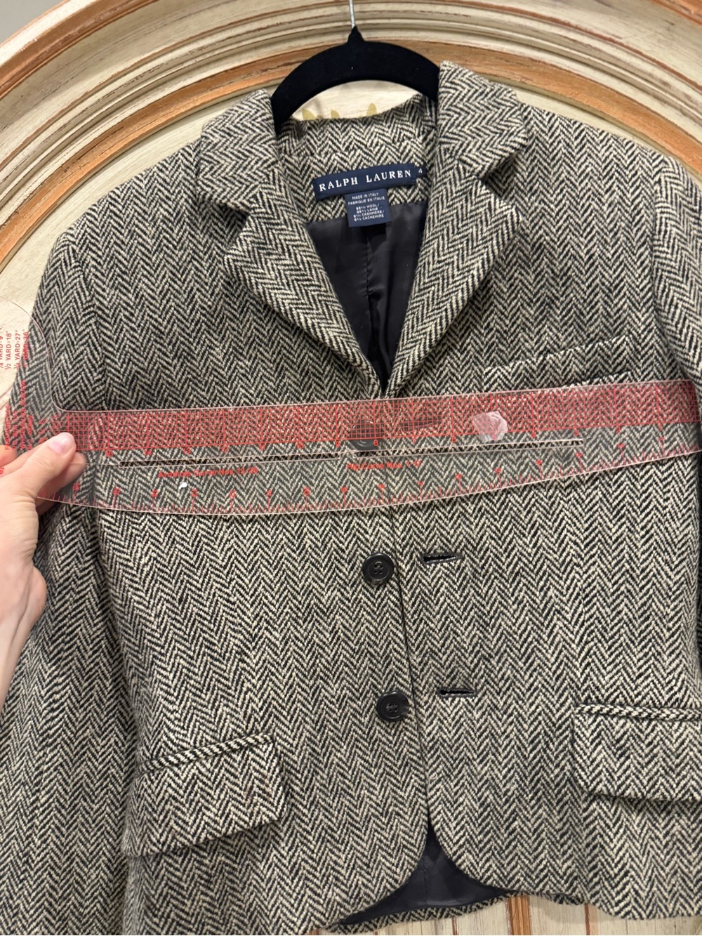 Ralph Lauren Blue Label Herringbone Wool Cashmere Blazer Sz 4 - Picture 8 of 9